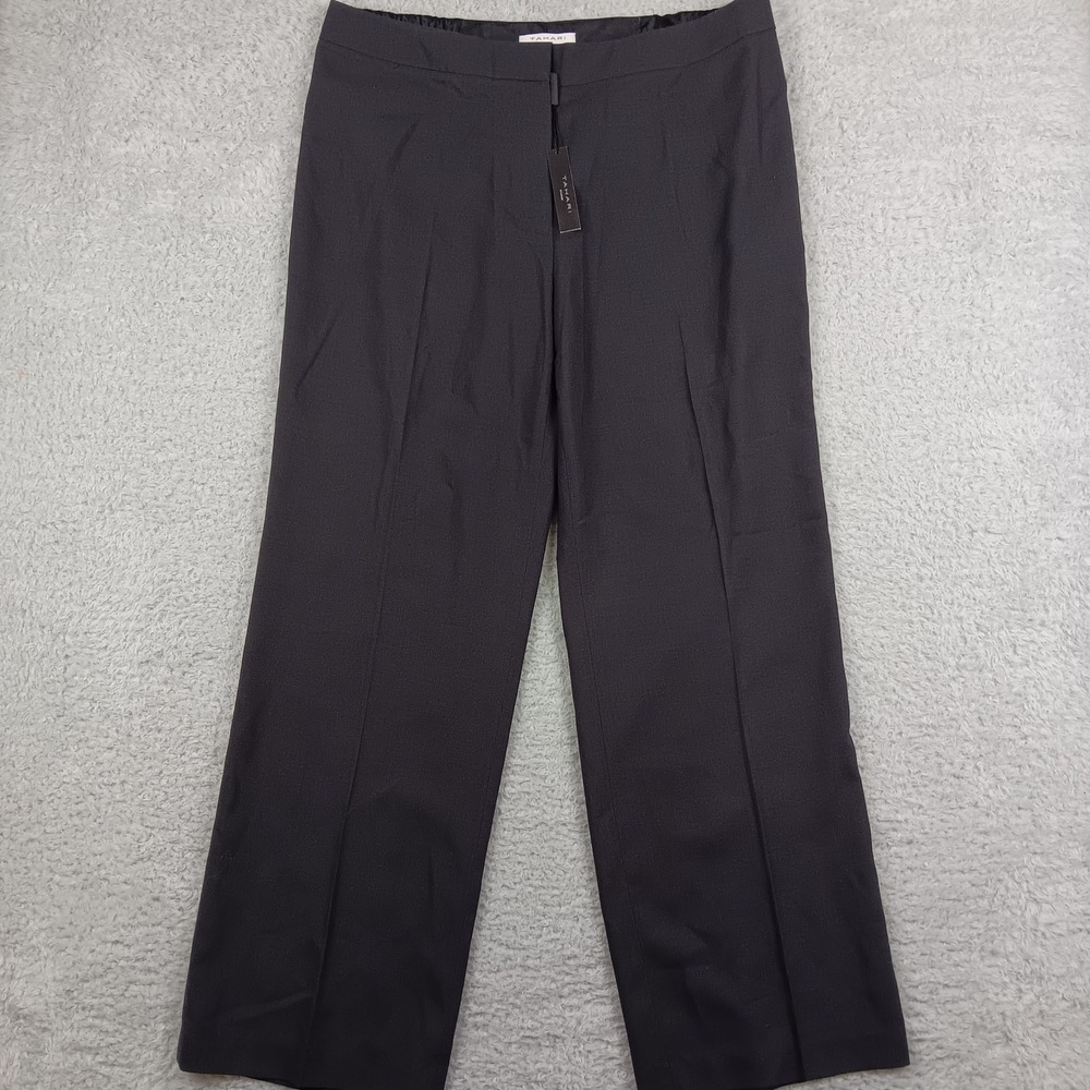 Tahari Pant Hazel Straight Woman 16 Navy Stretch Elastic Back NWT 581TP201